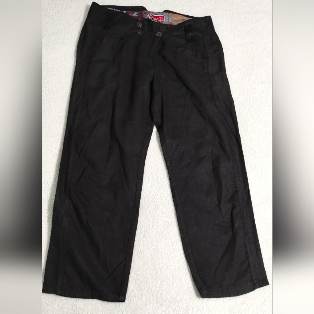 Vtg Women's Adventures Des Toiles Grey High Waist Asymmetrical Trouser Crop Pant